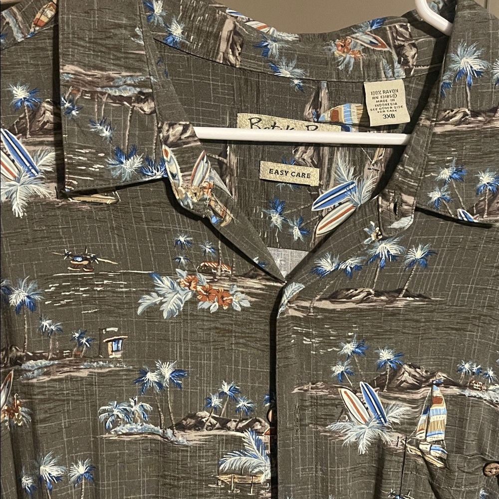 Olive Tropical Print Shirt